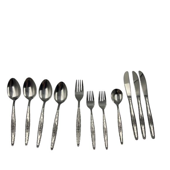 Stylecraft SYF2 Stainless Japan Single Rose Fork Butter Knife Spoons 11 Piece - Picture 1 of 7